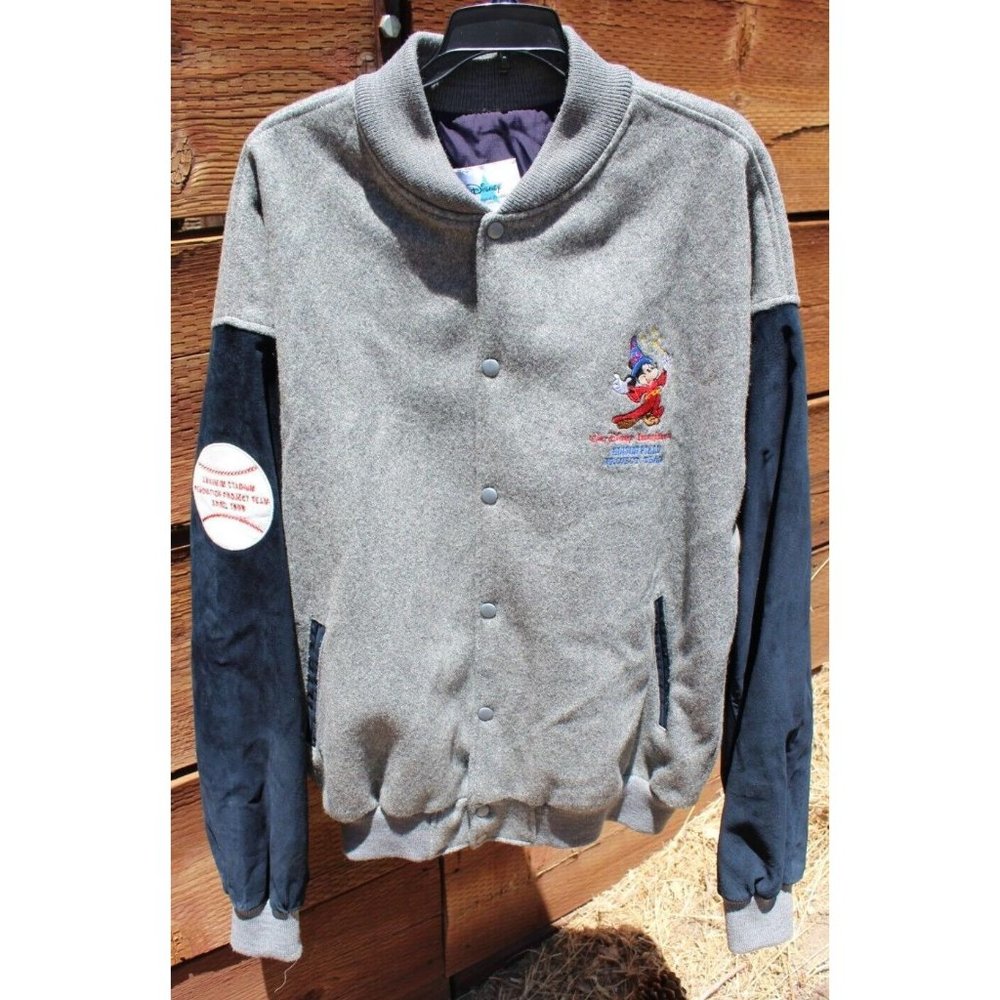 Walt Disney Imagineering Mickey Bomber Jacket Sx 3X Wool Leather Embroidered VTG